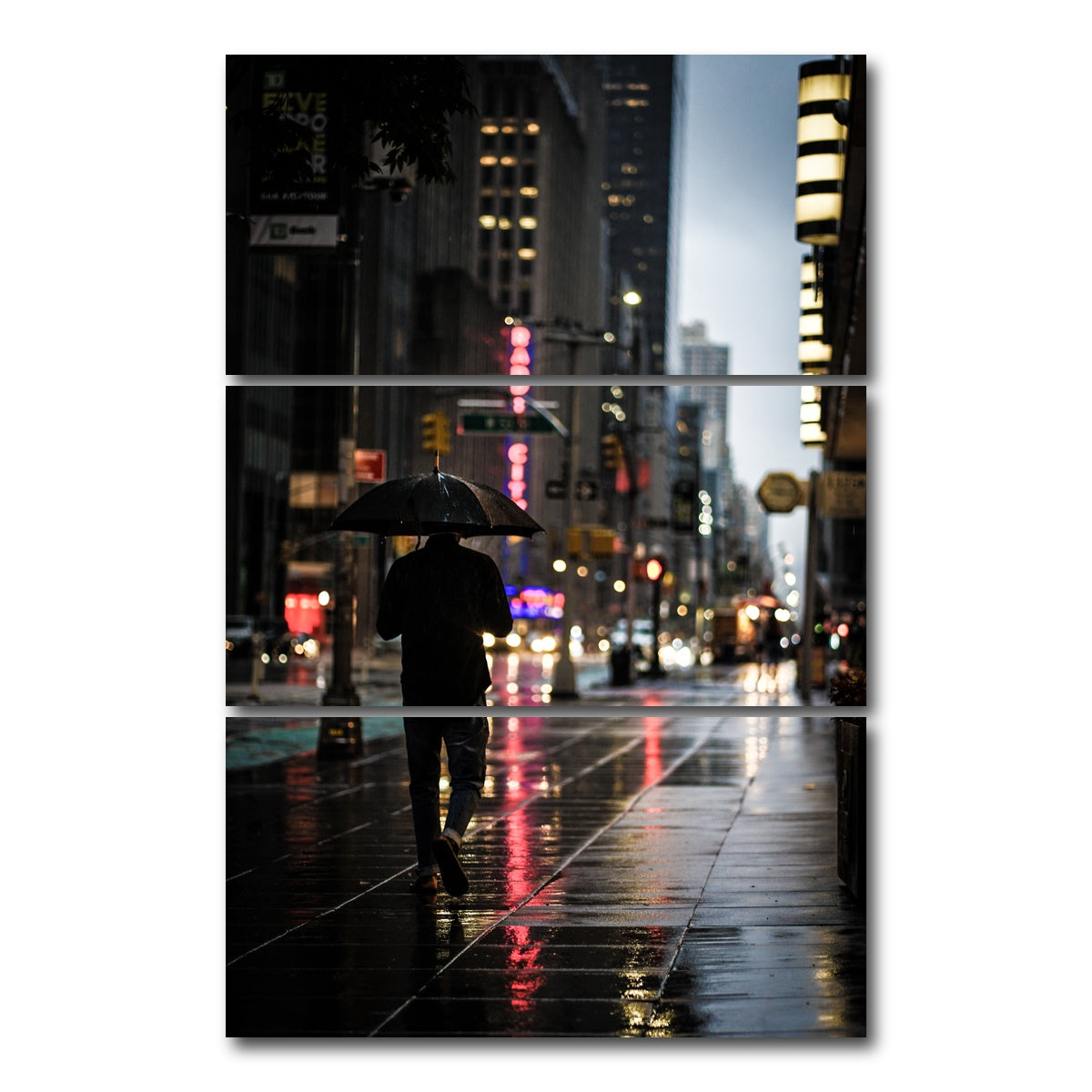 AUTO-MOCKUP WHITE | Umbrella Weather in NYC | 3 Piece | Gallery Wrap Canvas | group=12x24_stacked