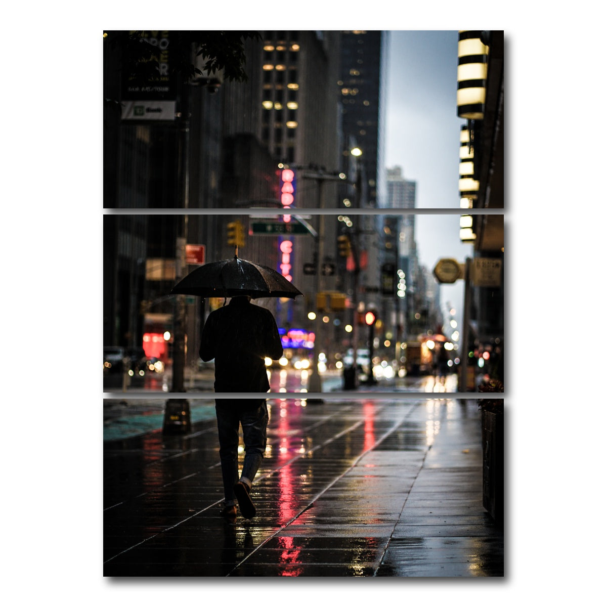 AUTO-MOCKUP WHITE | Umbrella Weather in NYC | 3 Piece | Gallery Wrap Canvas | group=8x18_stacked