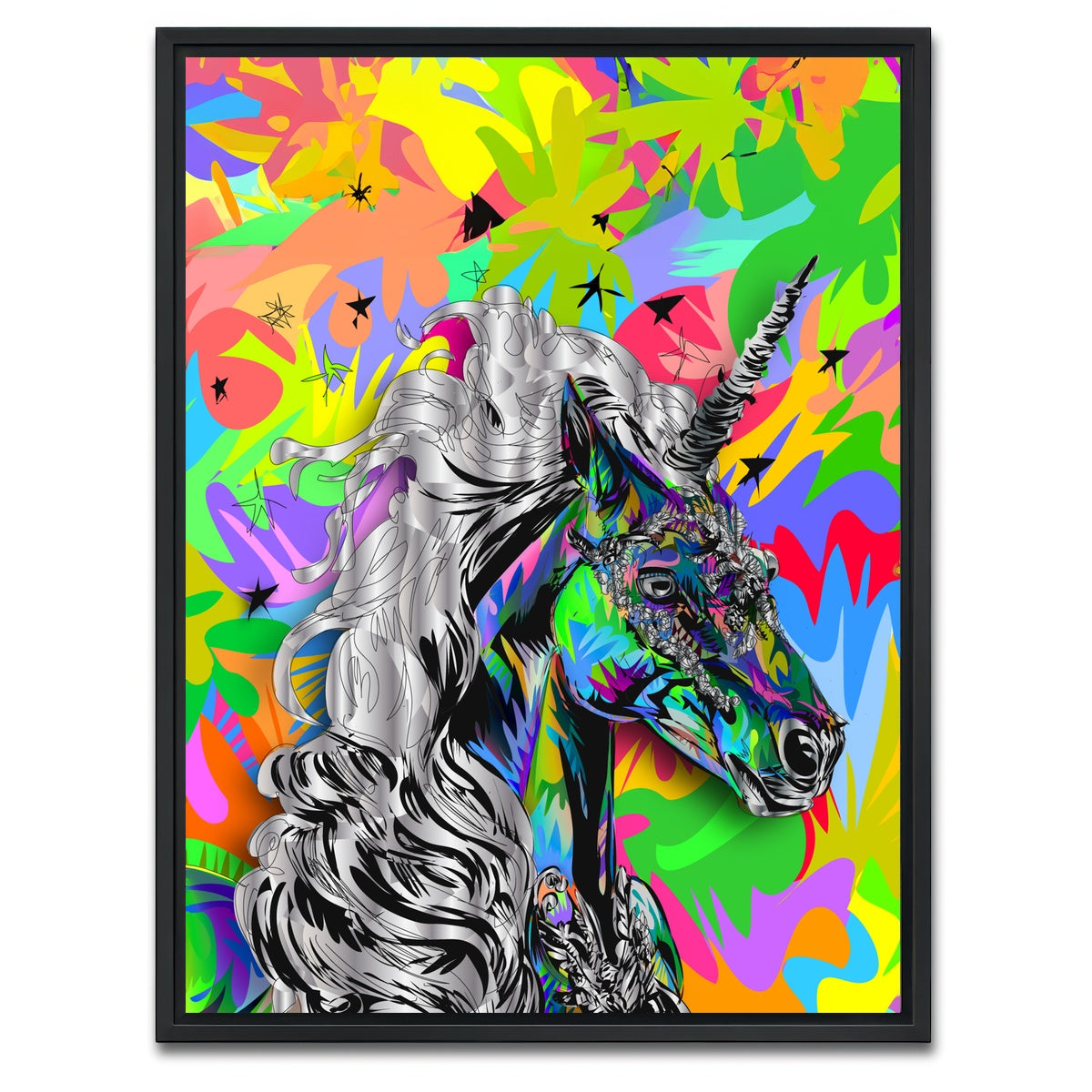 AUTO-MOCKUP WHITE | Unicorn Colors | 1 Piece | Black Framed Canvas | group=3x4
