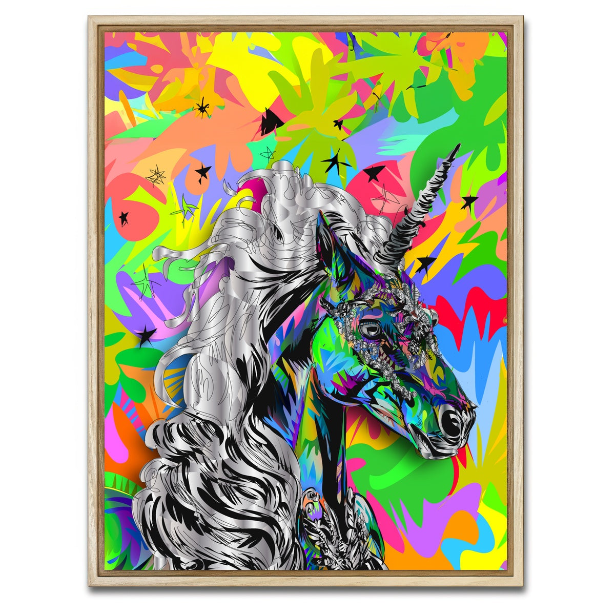 AUTO-MOCKUP WHITE | Unicorn Colors | 1 Piece | Natural Framed Canvas | group=3x4