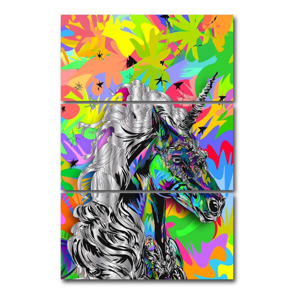 AUTO-MOCKUP WHITE | Unicorn Colors | 3 Piece | Gallery Wrap Canvas | group=12x24_stacked
