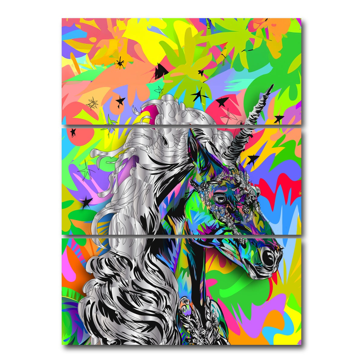 AUTO-MOCKUP WHITE | Unicorn Colors | 3 Piece | Gallery Wrap Canvas | group=8x18_stacked