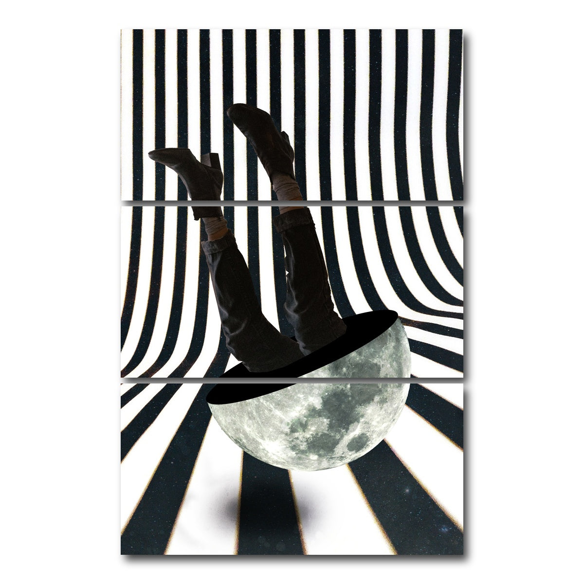 AUTO-MOCKUP WHITE | Upside Down Moon | 3 Piece | Gallery Wrap Canvas | group=12x24_stacked