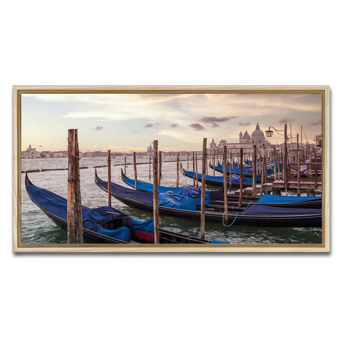 AUTO-MOCKUP WHITE | VENICE Gondolas & Santa Maria della Salute | 1 Piece | Natural Framed Canvas | group=2x1