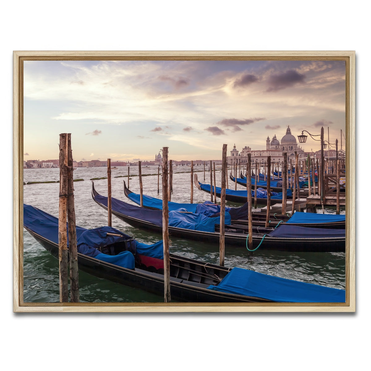 AUTO-MOCKUP WHITE | VENICE Gondolas & Santa Maria della Salute | 1 Piece | Natural Framed Canvas | group=4x3