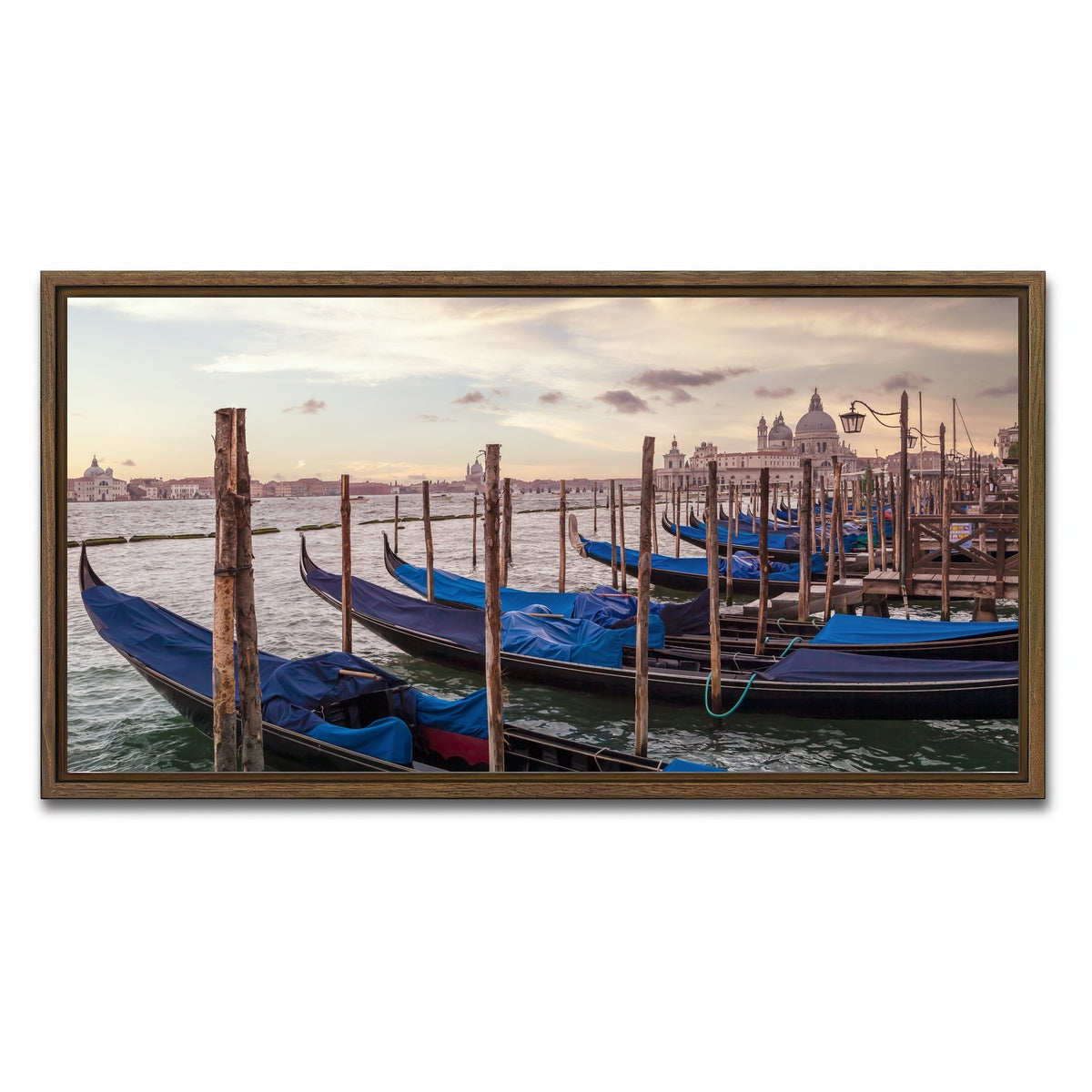 AUTO-MOCKUP WHITE | VENICE Gondolas & Santa Maria della Salute | 1 Piece | Walnut Framed Canvas | group=2x1