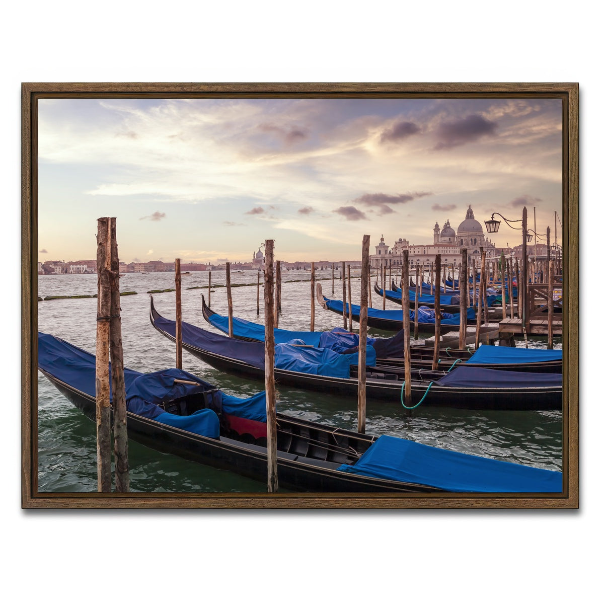 AUTO-MOCKUP WHITE | VENICE Gondolas & Santa Maria della Salute | 1 Piece | Walnut Framed Canvas | group=4x3