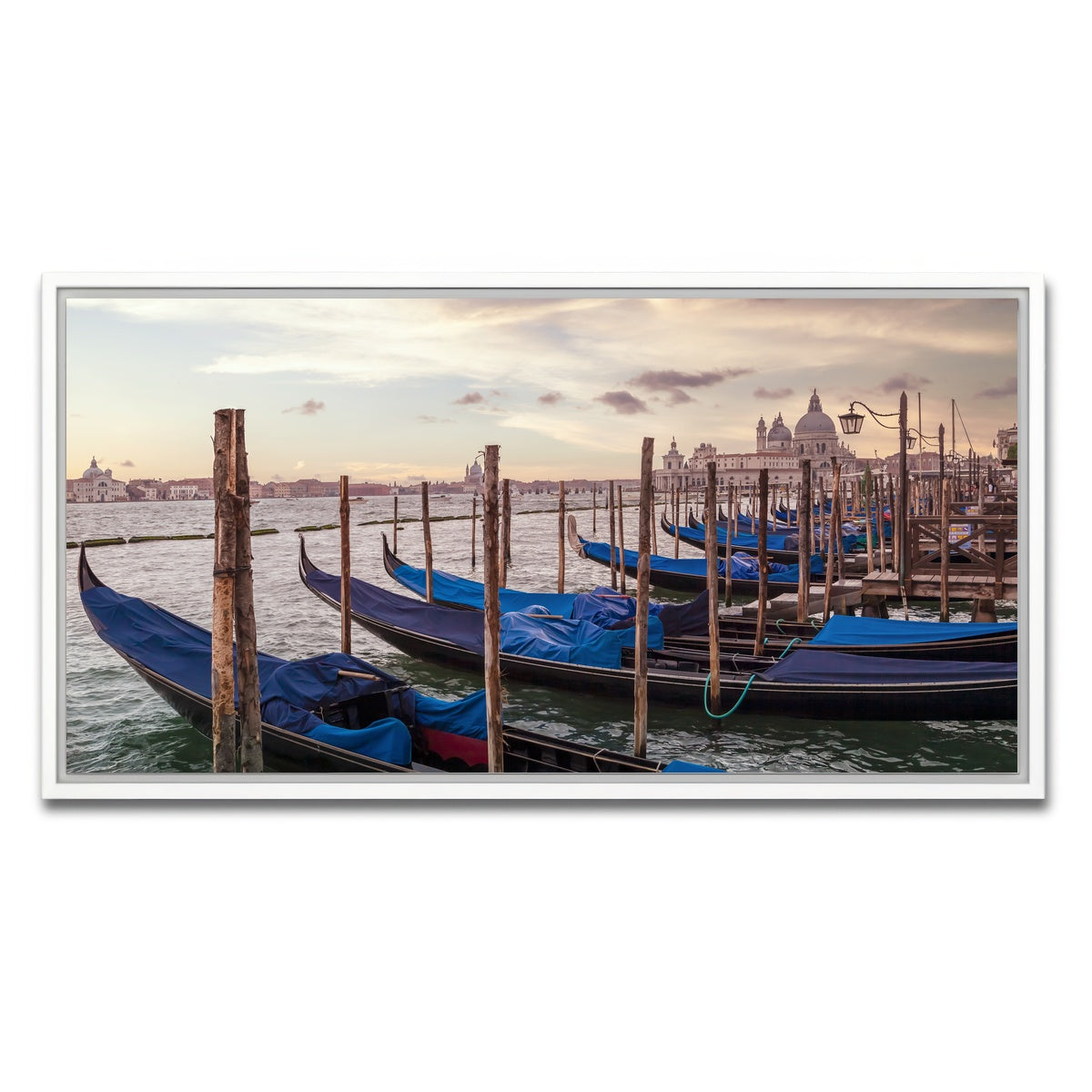 AUTO-MOCKUP WHITE | VENICE Gondolas & Santa Maria della Salute | 1 Piece | White Framed Canvas | group=2x1