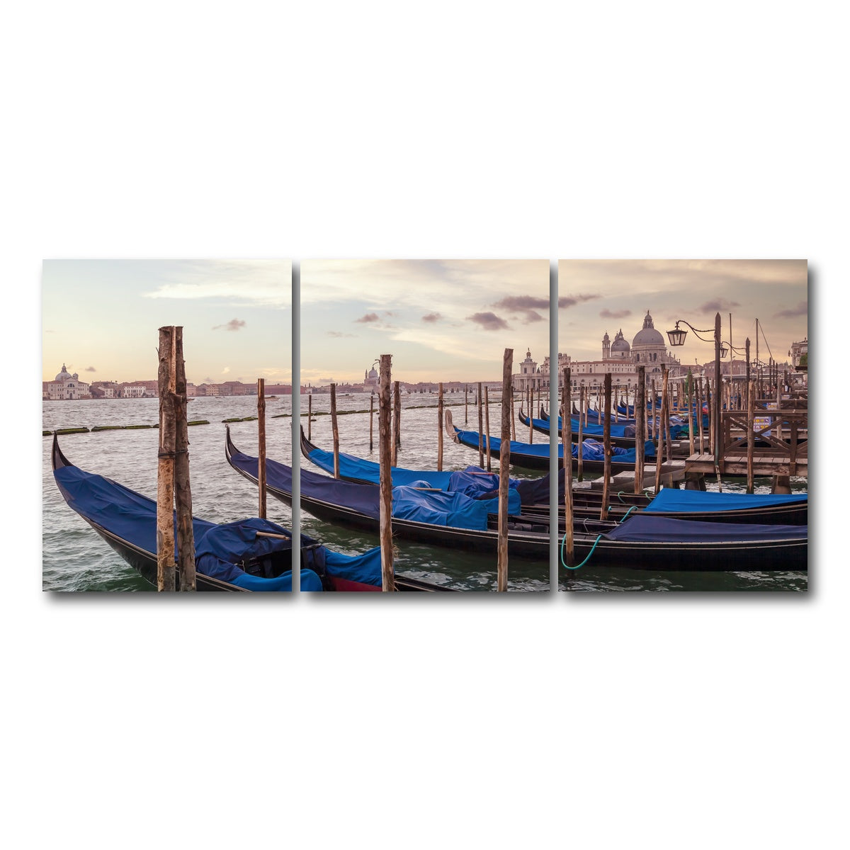 AUTO-MOCKUP WHITE | VENICE Gondolas & Santa Maria della Salute | 3 Piece | Gallery Wrap Canvas | group=18x24