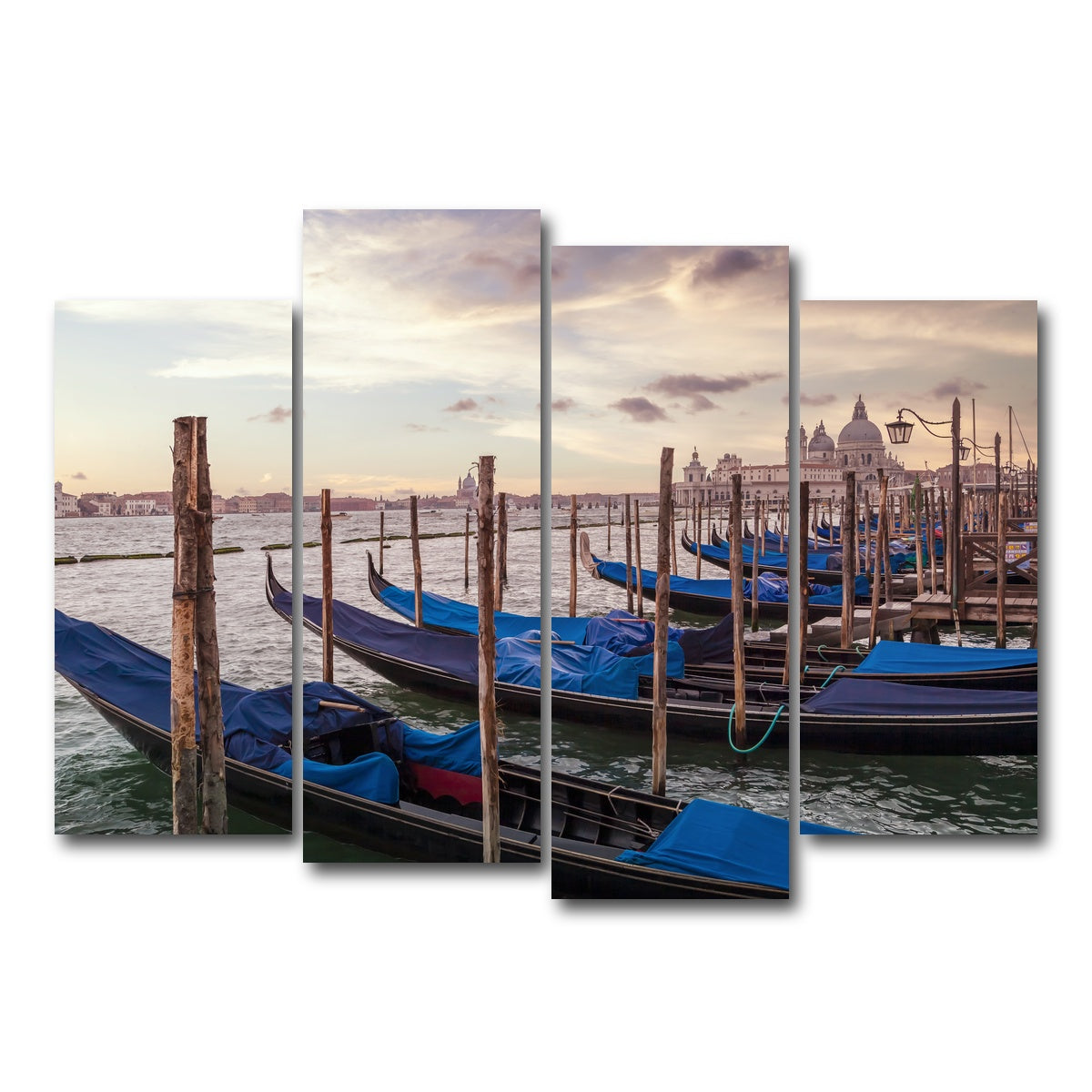 AUTO-MOCKUP WHITE | VENICE Gondolas & Santa Maria della Salute | 4 Piece | Gallery Wrap Canvas | group=4_normal