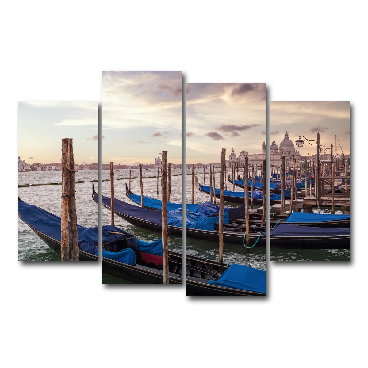 AUTO-MOCKUP WHITE | VENICE Gondolas & Santa Maria della Salute | 4 Piece | Gallery Wrap Canvas | group=4_short