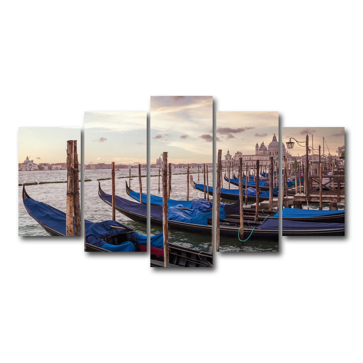AUTO-MOCKUP WHITE | VENICE Gondolas & Santa Maria della Salute | 5 Piece | Gallery Wrap Canvas | group=5_normal