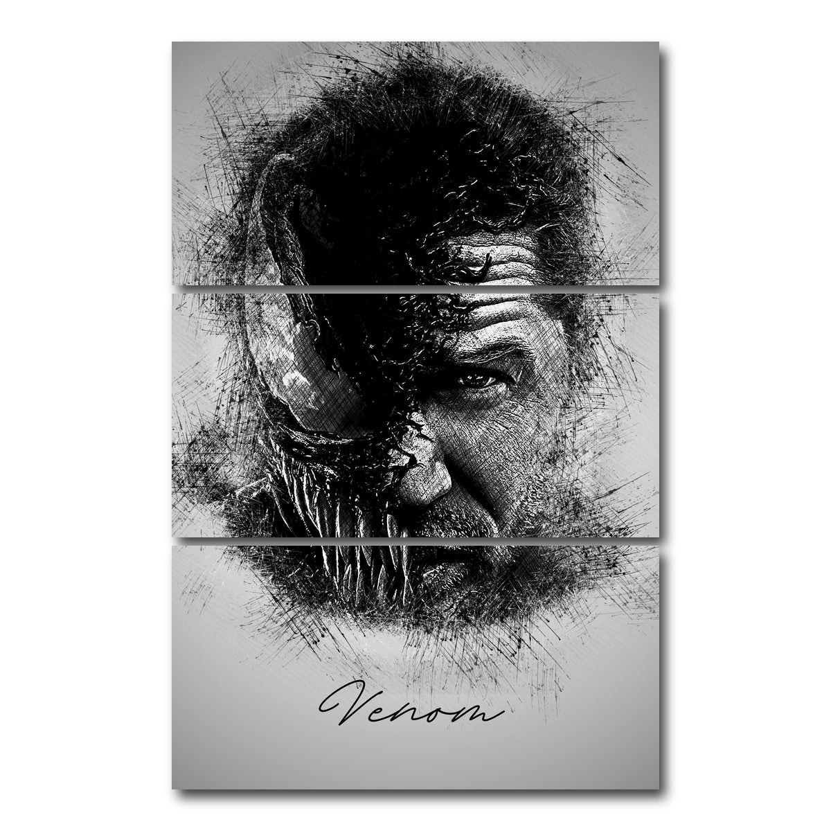 AUTO-MOCKUP WHITE | VENOM Sketch | 3 Piece | Gallery Wrap Canvas | group=12x24_stacked