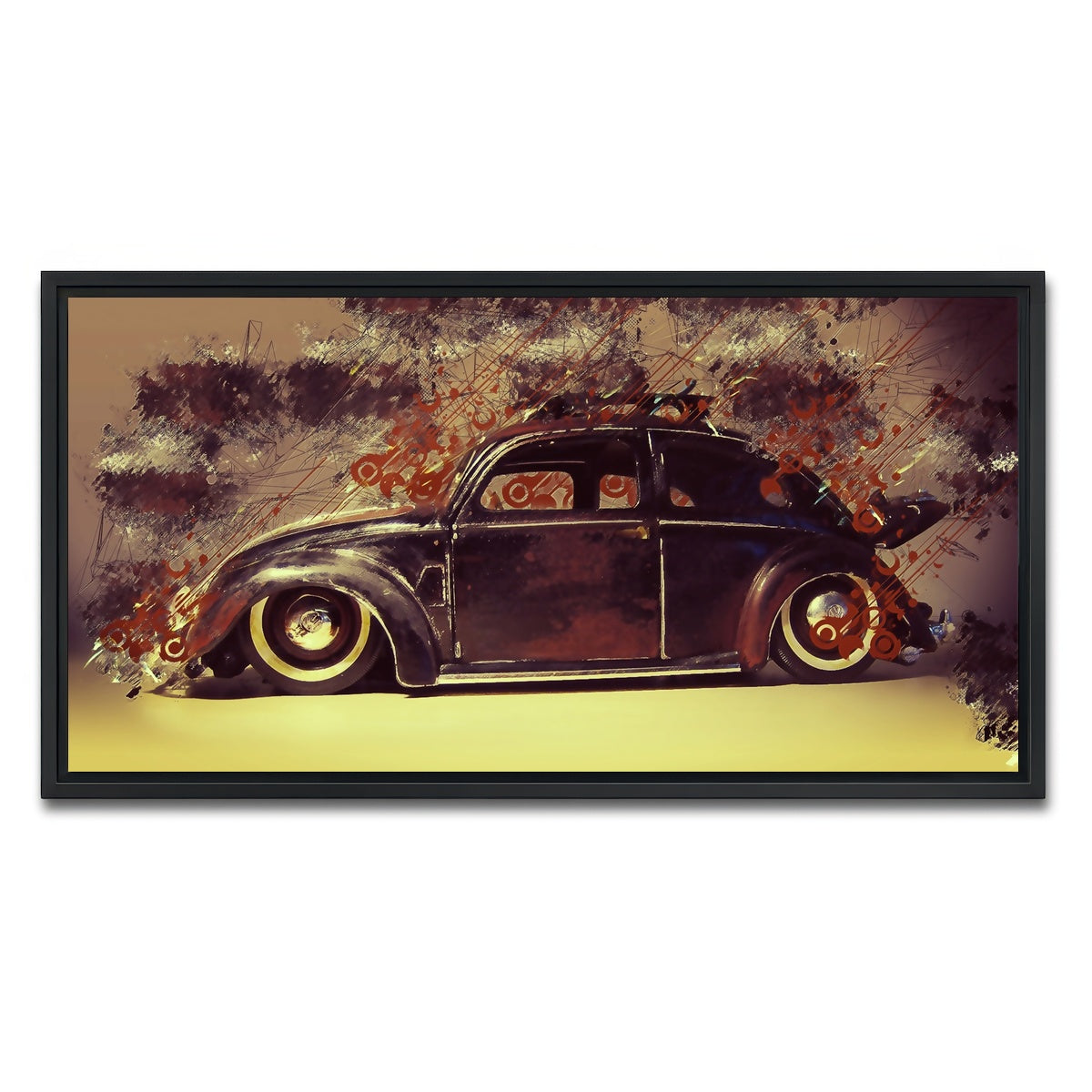 AUTO-MOCKUP WHITE | VW Beetle | 1 Piece | Black Framed Canvas | group=2x1