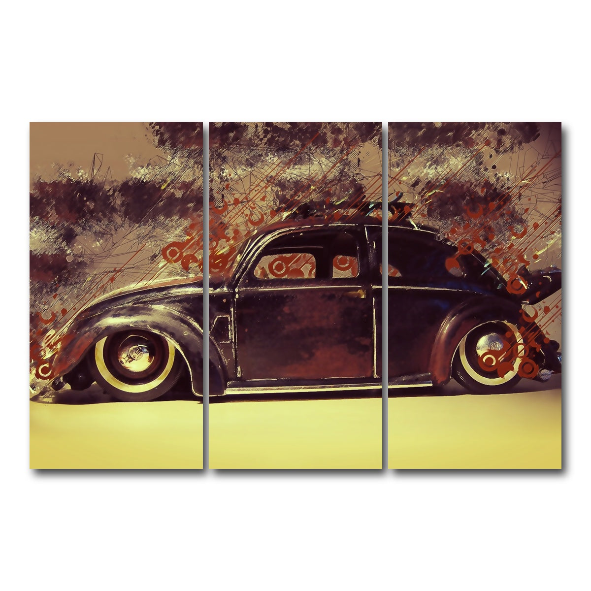 AUTO-MOCKUP WHITE | VW Beetle | 3 Piece | Gallery Wrap Canvas | group=12x24