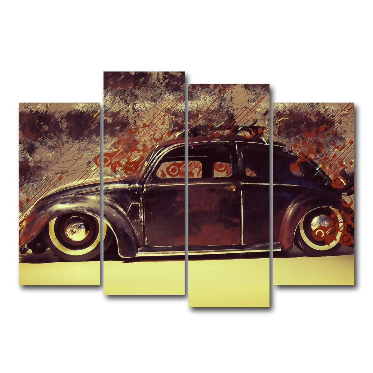AUTO-MOCKUP WHITE | VW Beetle | 4 Piece | Gallery Wrap Canvas | group=4_normal