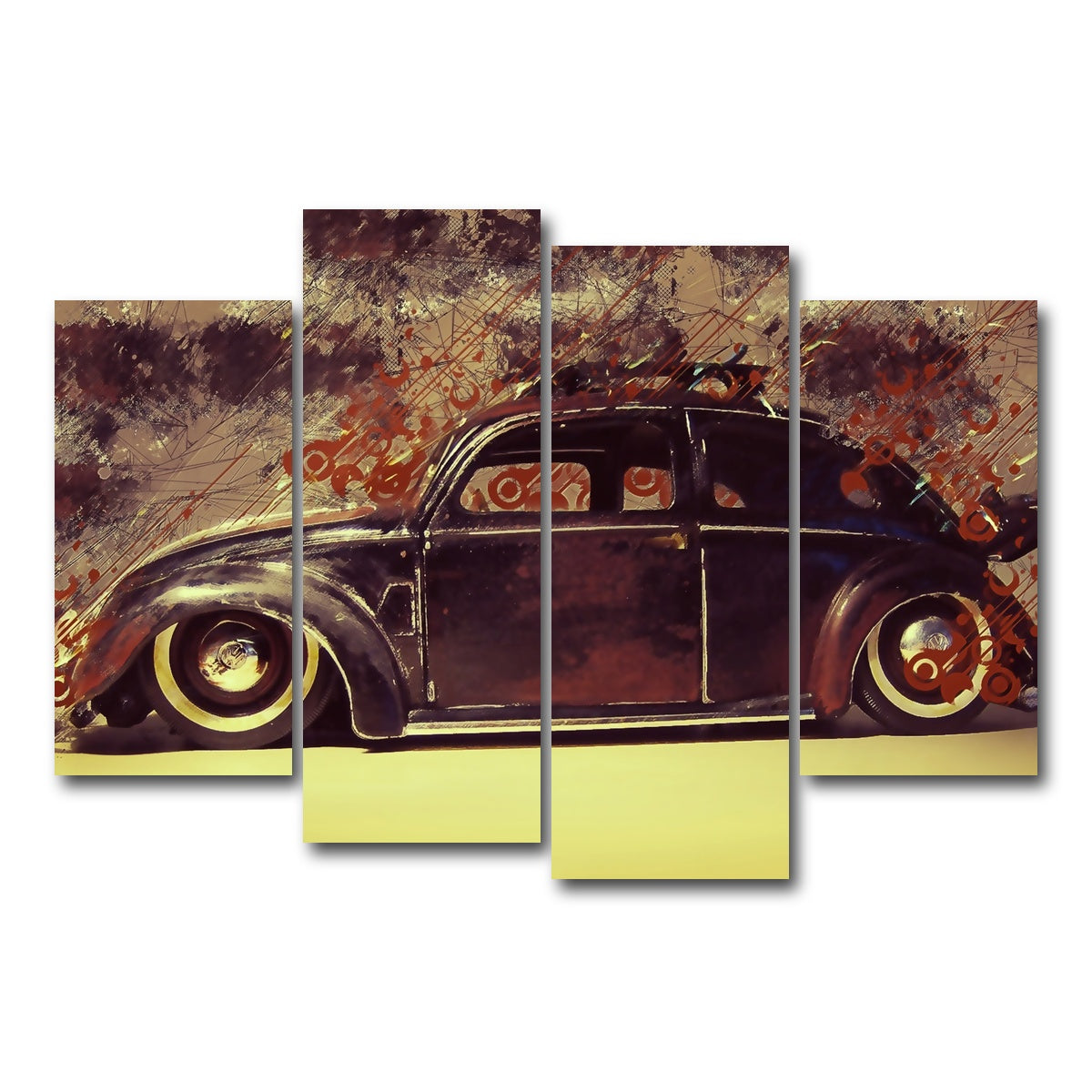 AUTO-MOCKUP WHITE | VW Beetle | 4 Piece | Gallery Wrap Canvas | group=4_short