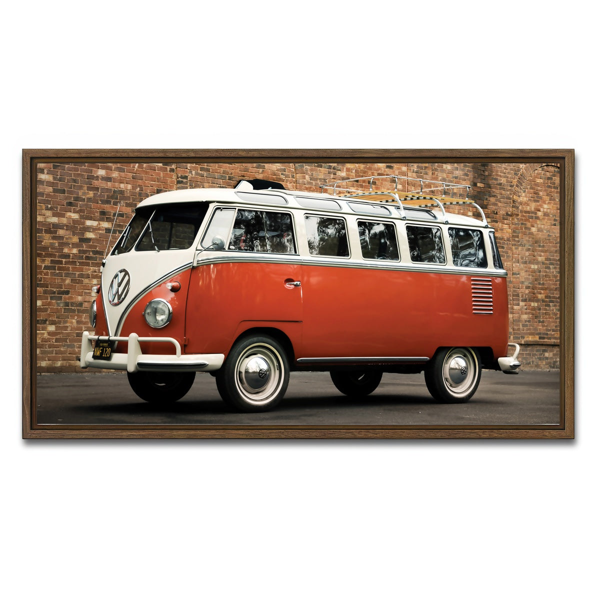 AUTO-MOCKUP WHITE | VW Microbus | 1 Piece | Walnut Framed Canvas | group=2x1