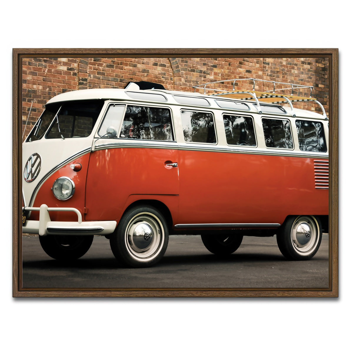 AUTO-MOCKUP WHITE | VW Microbus | 1 Piece | Walnut Framed Canvas | group=4x3