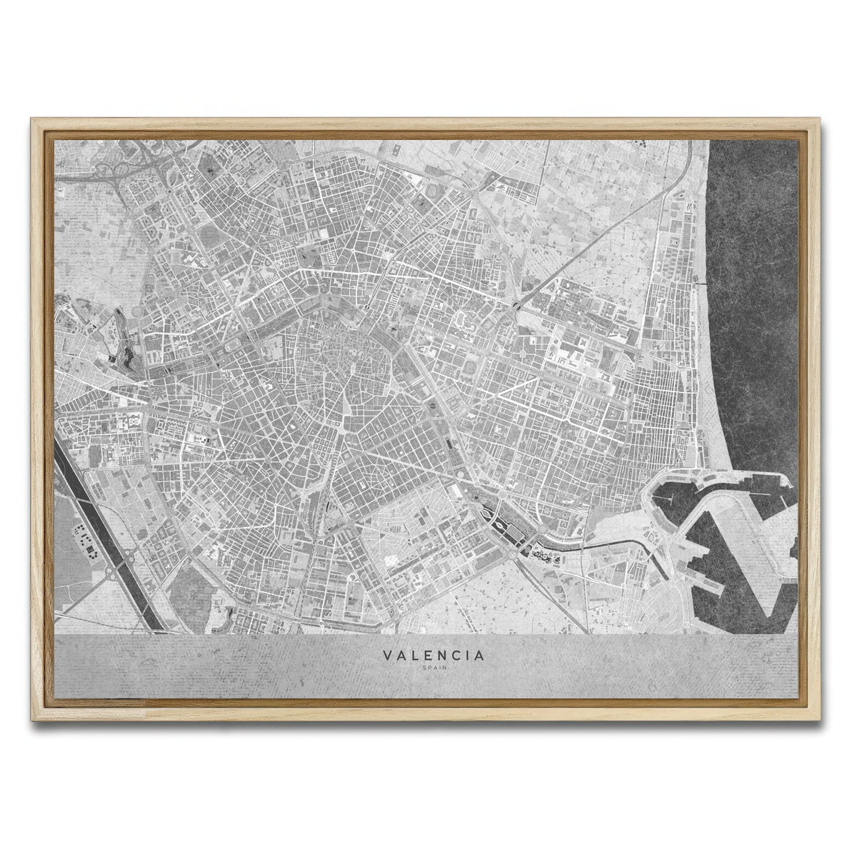 AUTO-MOCKUP WHITE | Valencia Map 2 | 1 Piece | Natural Framed Canvas | group=4x3