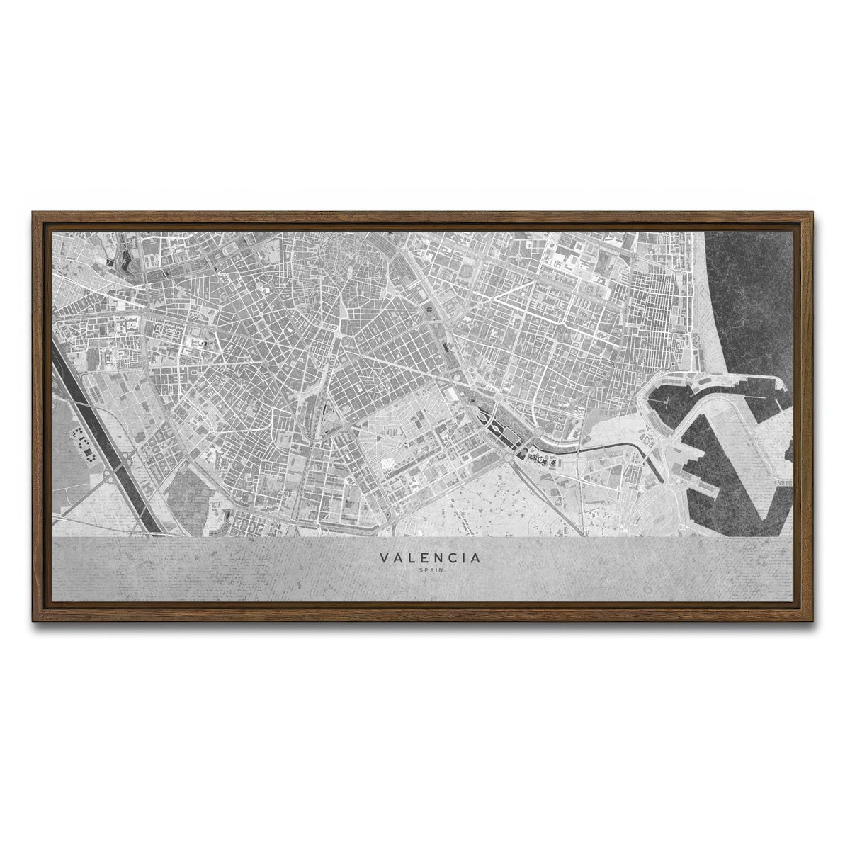 AUTO-MOCKUP WHITE | Valencia Map 2 | 1 Piece | Walnut Framed Canvas | group=2x1