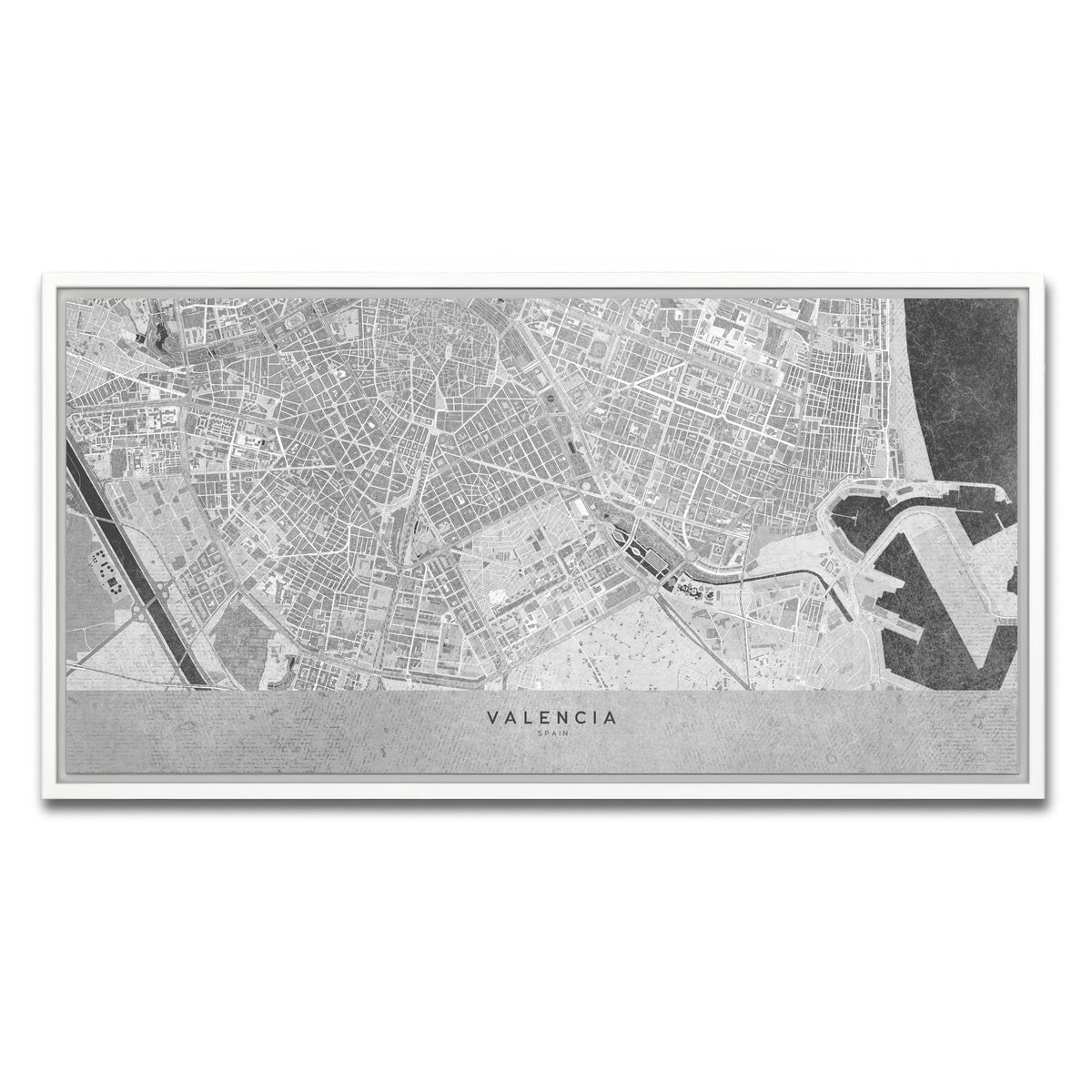 AUTO-MOCKUP WHITE | Valencia Map 2 | 1 Piece | White Framed Canvas | group=2x1