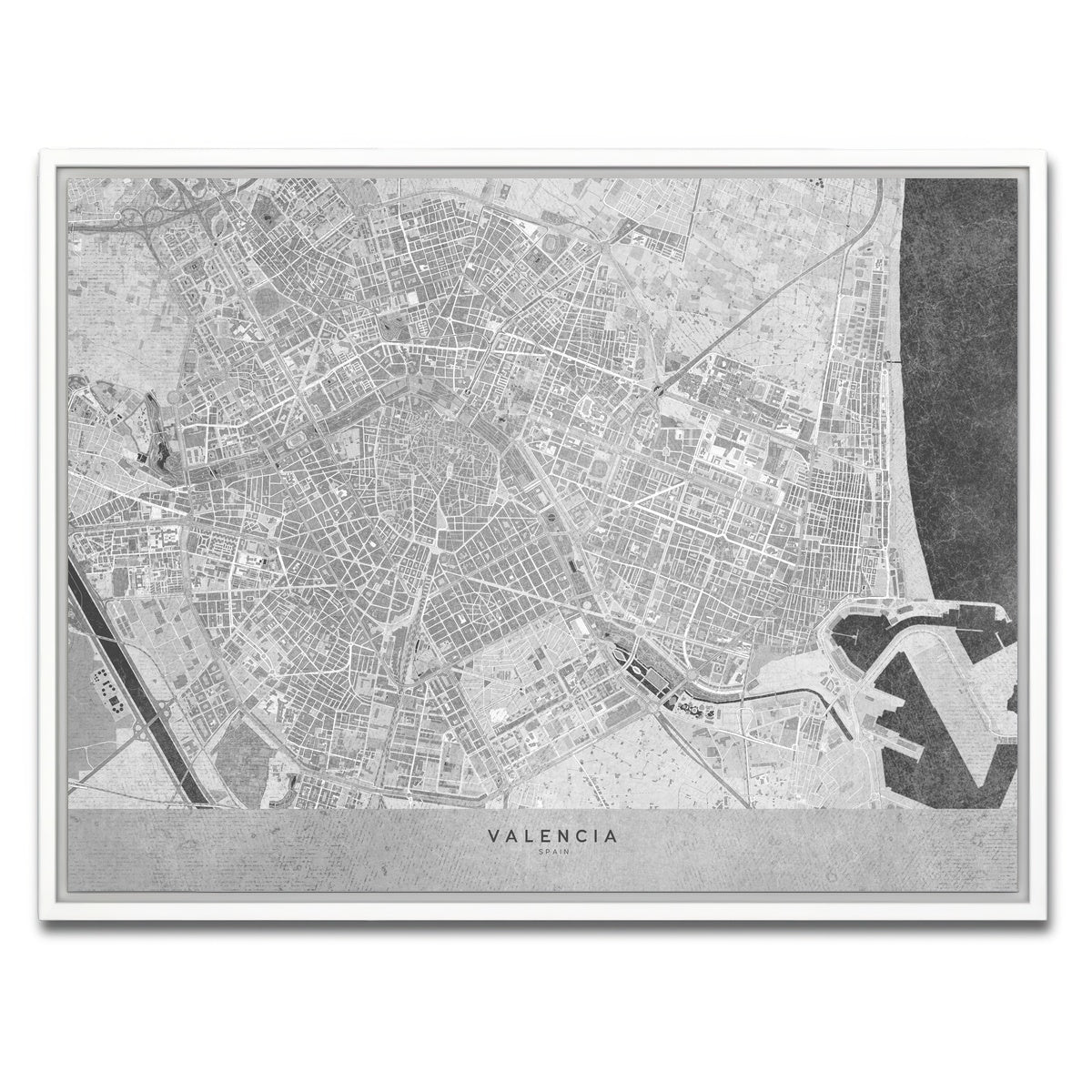 AUTO-MOCKUP WHITE | Valencia Map 2 | 1 Piece | White Framed Canvas | group=4x3