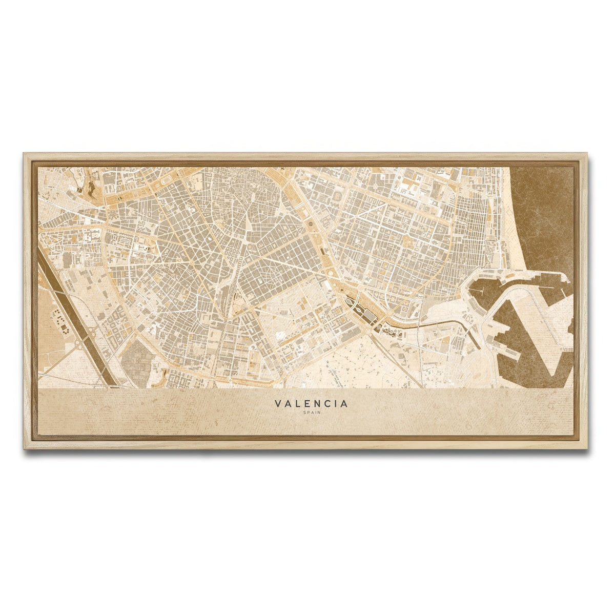 AUTO-MOCKUP WHITE | Valencia Map | 1 Piece | Natural Framed Canvas | group=2x1