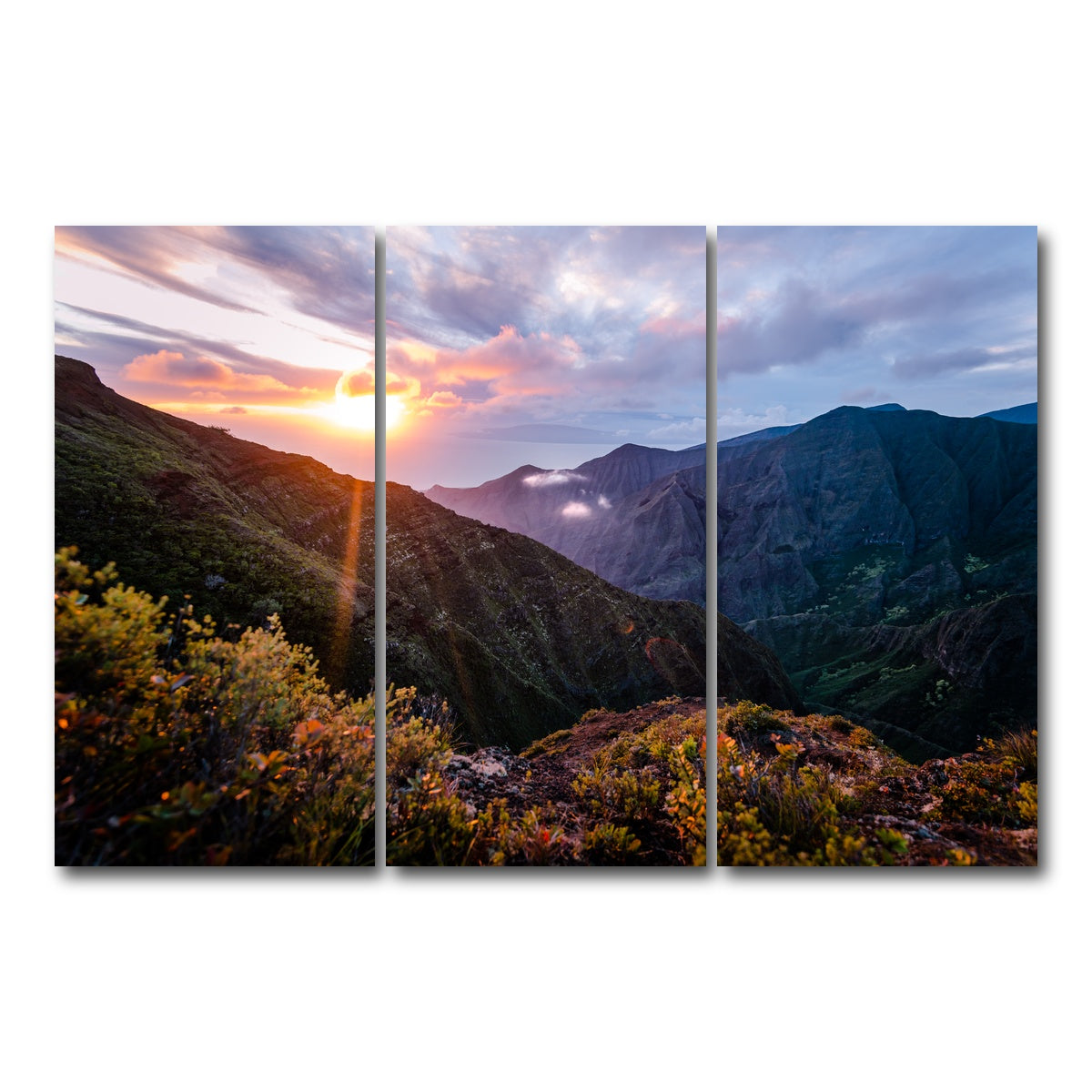 AUTO-MOCKUP WHITE | Valley Sunset | 3 Piece | Gallery Wrap Canvas | group=12x24