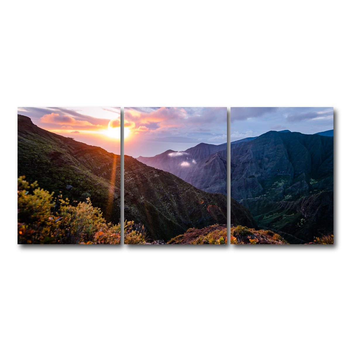 AUTO-MOCKUP WHITE | Valley Sunset | 3 Piece | Gallery Wrap Canvas | group=18x24