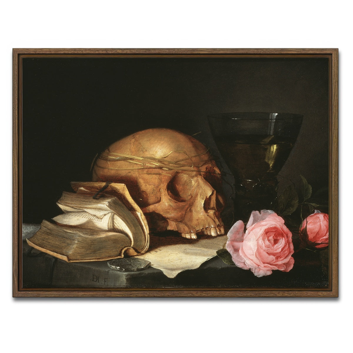 AUTO-MOCKUP WHITE | Vanitas Still Life | 1 Piece | Walnut Framed Canvas | group=4x3