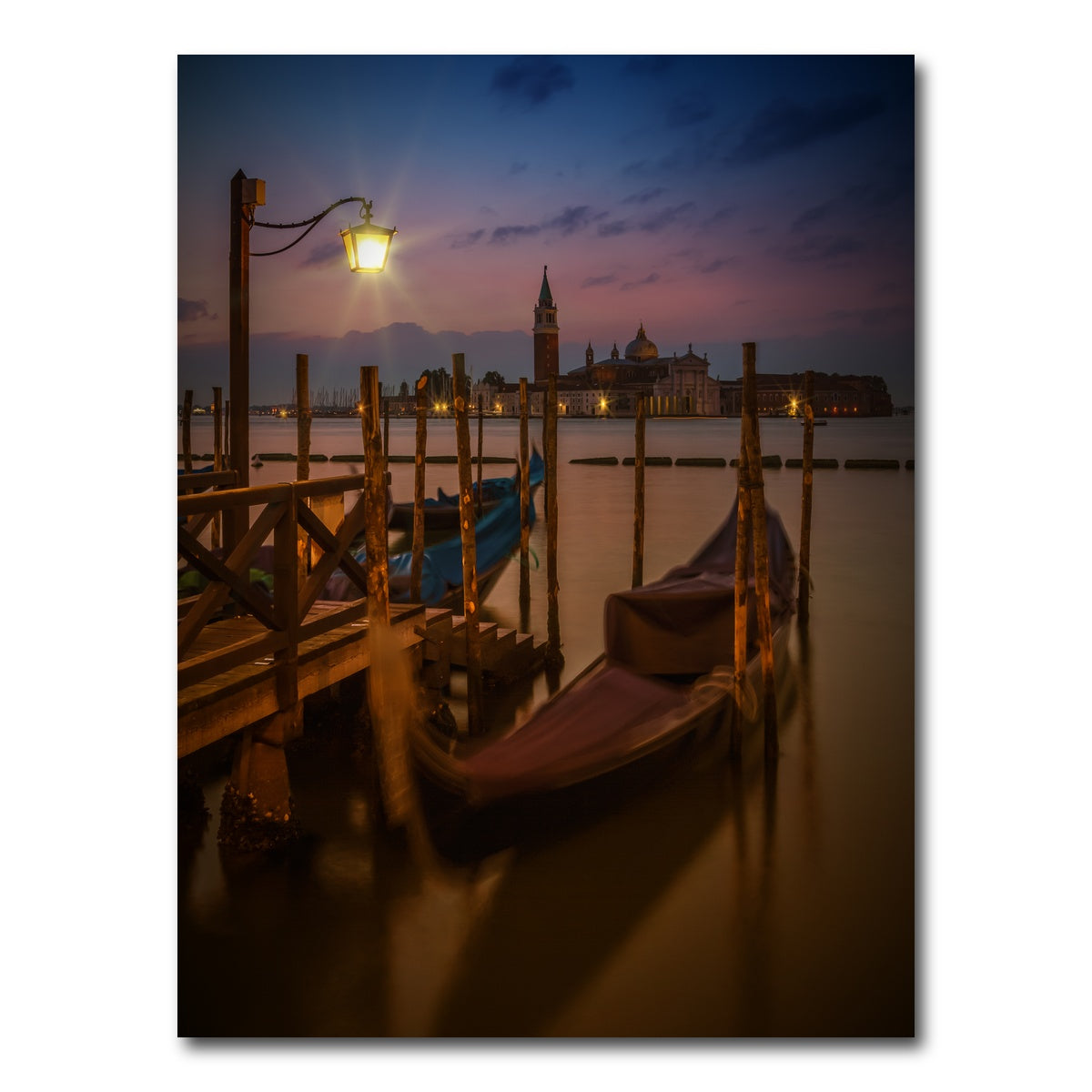 AUTO-MOCKUP WHITE | Venice Gondolas during Blue Hour | 1 Piece | Gallery Wrap Canvas | group=3x4
