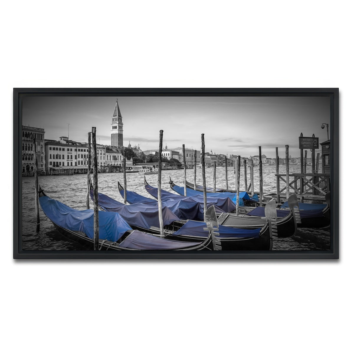 AUTO-MOCKUP WHITE | Venice Grand Canal and St Mark's Campanile | 1 Piece | Black Framed Canvas | group=2x1