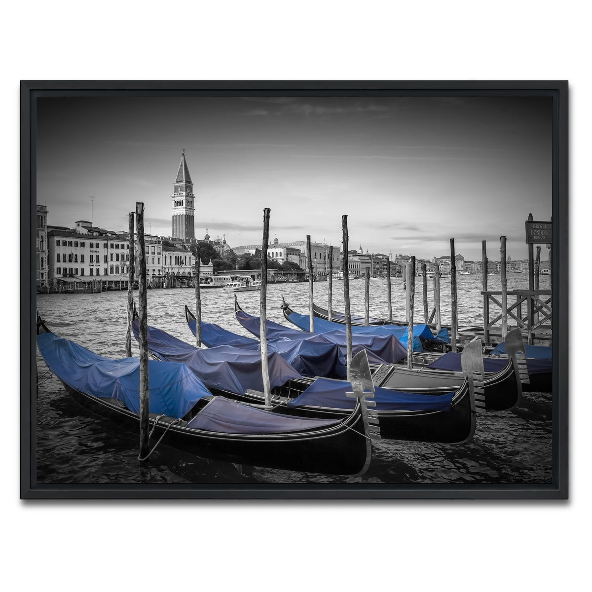 AUTO-MOCKUP WHITE | Venice Grand Canal and St Mark's Campanile | 1 Piece | Black Framed Canvas | group=4x3