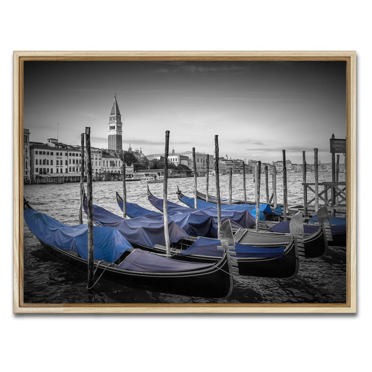 AUTO-MOCKUP WHITE | Venice Grand Canal and St Mark's Campanile | 1 Piece | Natural Framed Canvas | group=4x3
