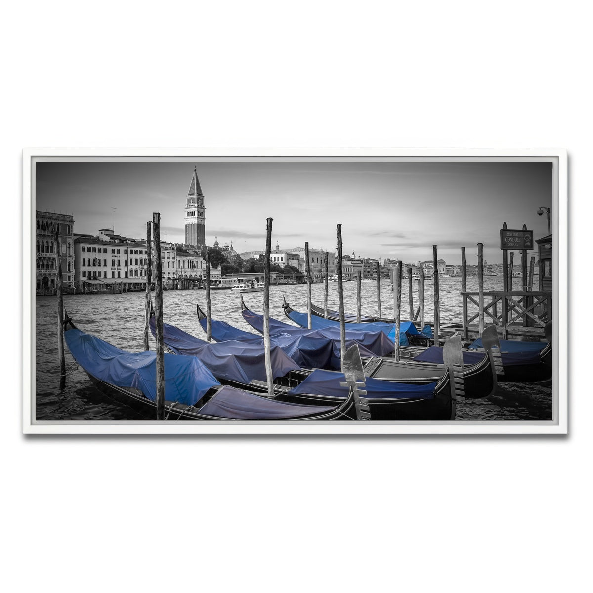 AUTO-MOCKUP WHITE | Venice Grand Canal and St Mark's Campanile | 1 Piece | White Framed Canvas | group=2x1