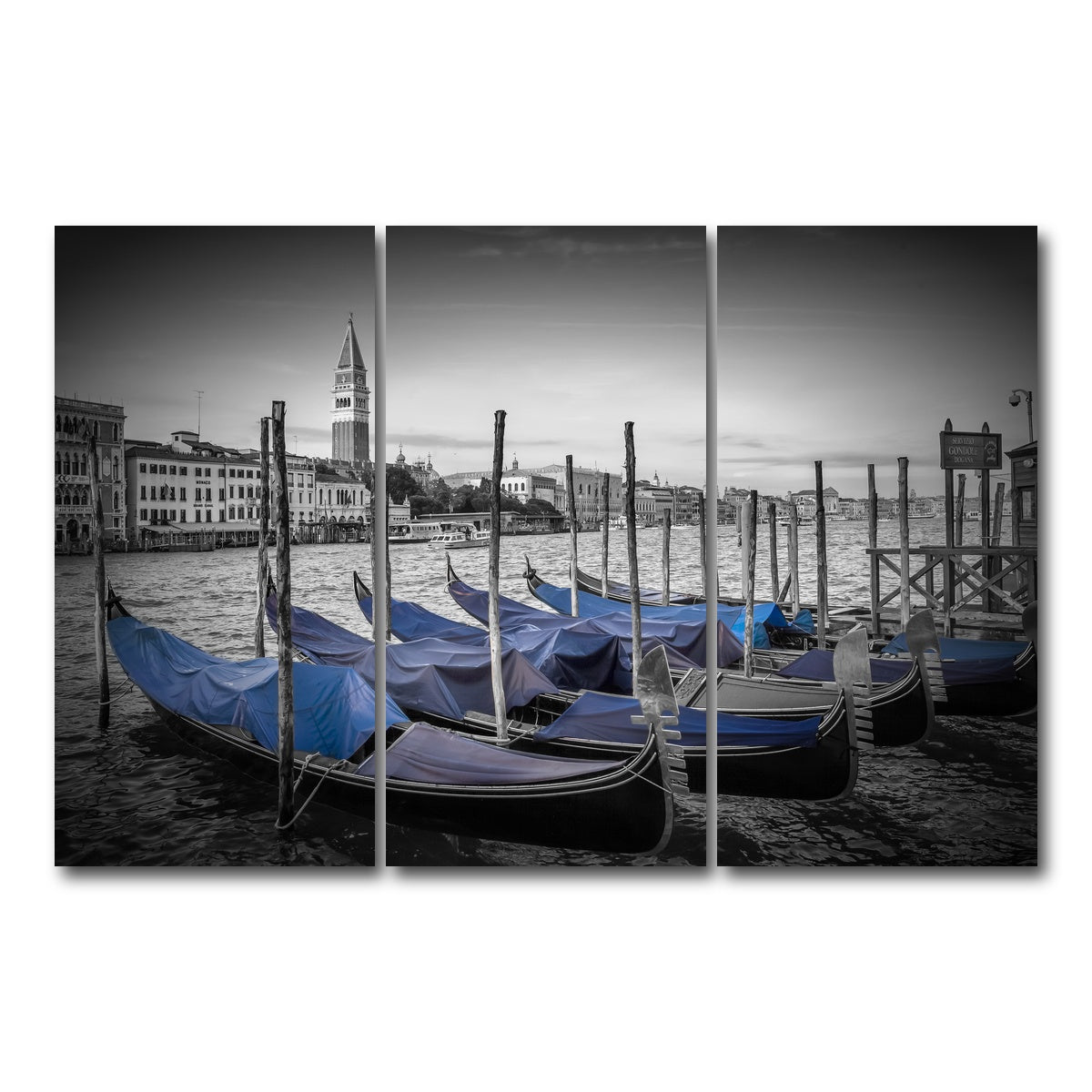 AUTO-MOCKUP WHITE | Venice Grand Canal and St Mark's Campanile | 3 Piece | Gallery Wrap Canvas | group=12x24