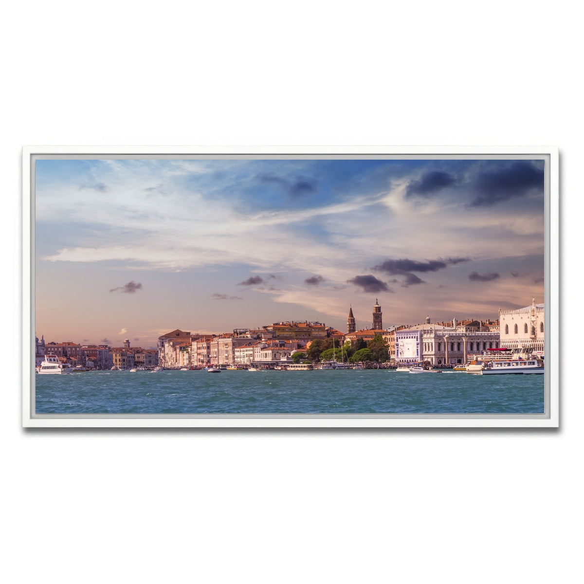 AUTO-MOCKUP WHITE | Venice Panorama | 1 Piece | White Framed Canvas | group=2x1