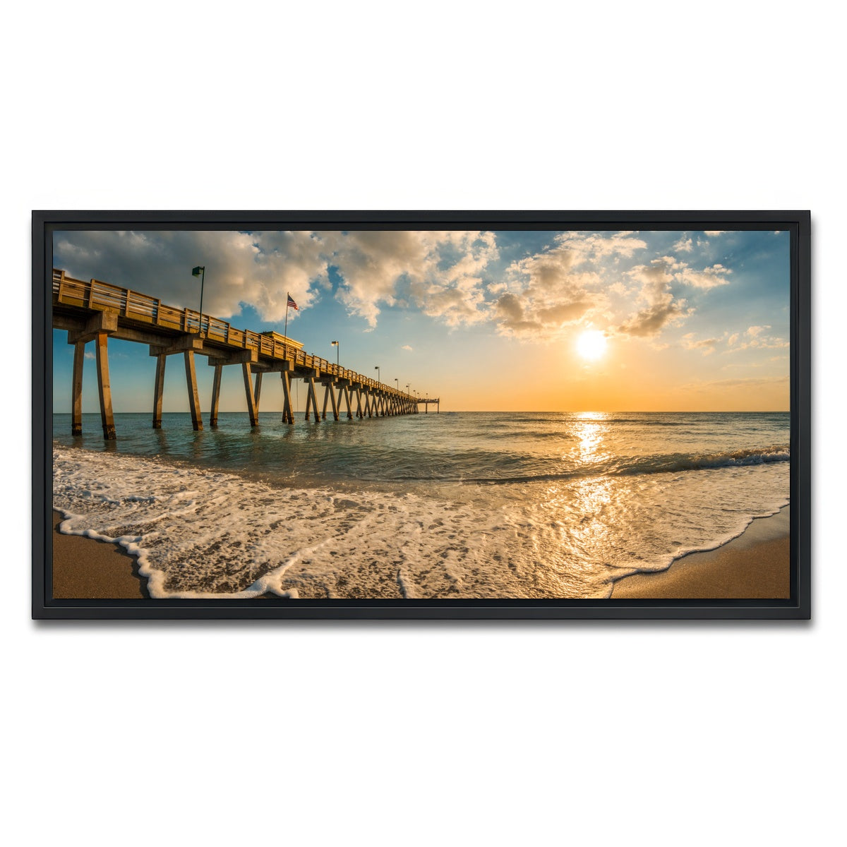AUTO-MOCKUP WHITE | Venice Pier Sunset | 1 Piece | Black Framed Canvas | group=2x1