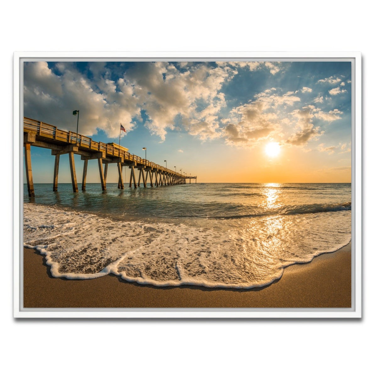 AUTO-MOCKUP WHITE | Venice Pier Sunset | 1 Piece | White Framed Canvas | group=4x3