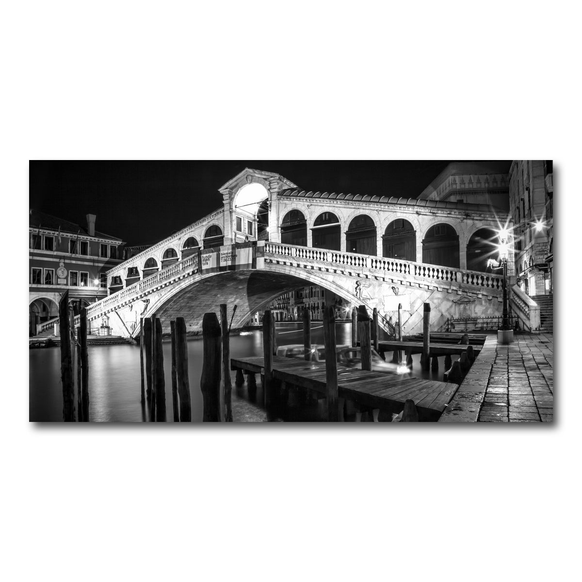 AUTO-MOCKUP WHITE | Venice Rialto Bridge at Night | 1 Piece | Gallery Wrap Canvas | group=2x1