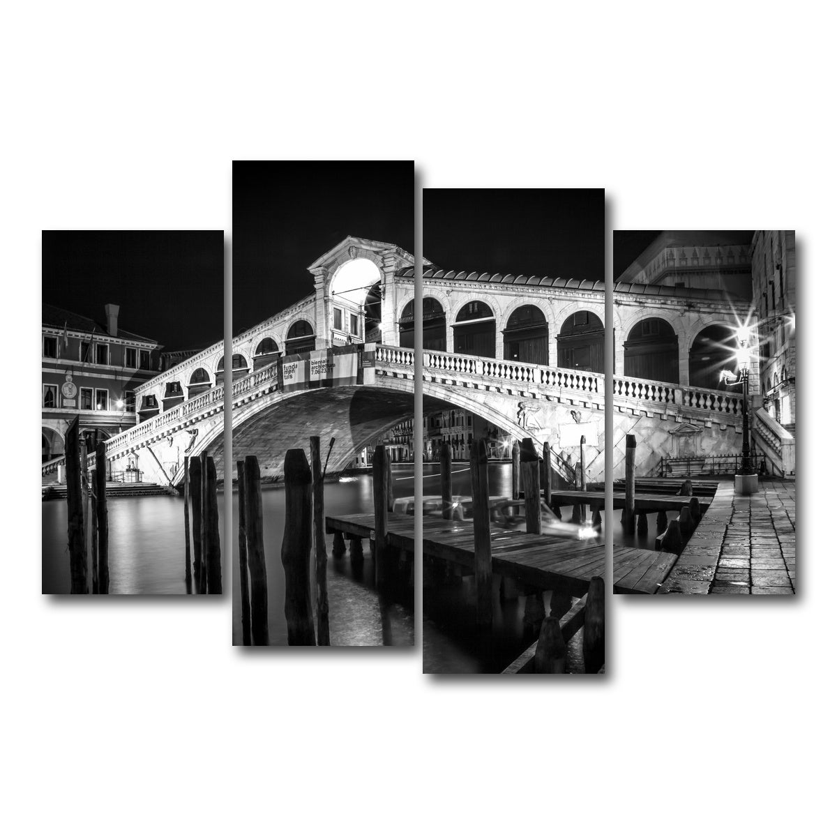 AUTO-MOCKUP WHITE | Venice Rialto Bridge at Night | 4 Piece | Gallery Wrap Canvas | group=4_short