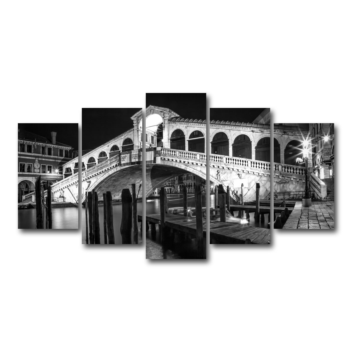 AUTO-MOCKUP WHITE | Venice Rialto Bridge at Night | 5 Piece | Gallery Wrap Canvas | group=5_normal