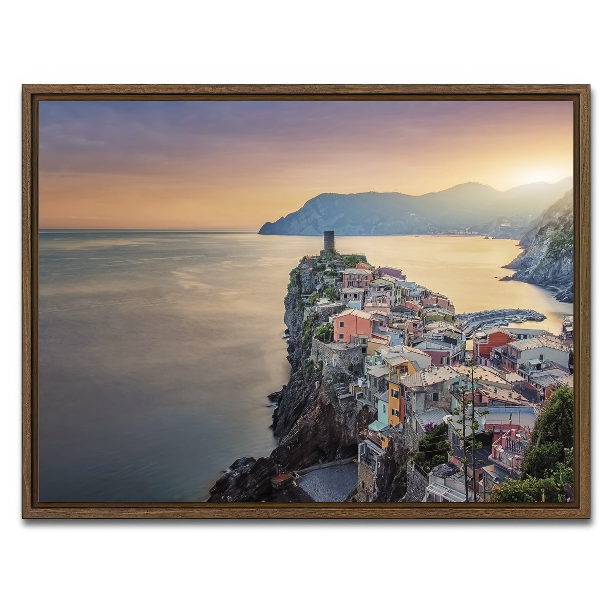 AUTO-MOCKUP WHITE | Vernazza Sunset | 1 Piece | Walnut Framed Canvas | group=4x3