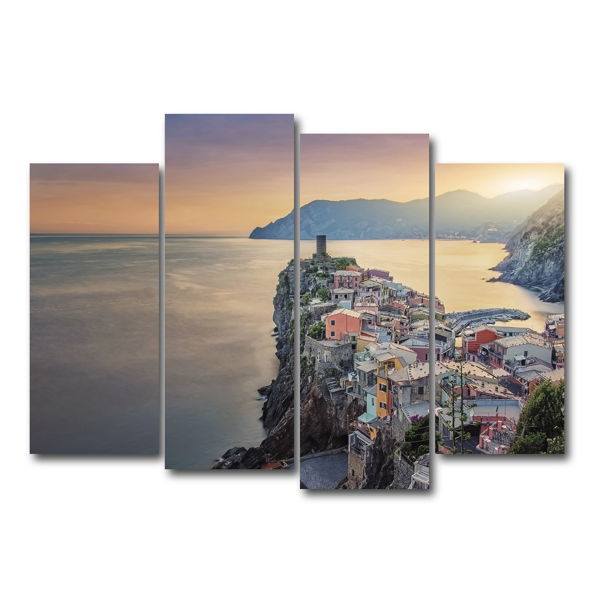 AUTO-MOCKUP WHITE | Vernazza Sunset | 4 Piece | Gallery Wrap Canvas | group=4_normal