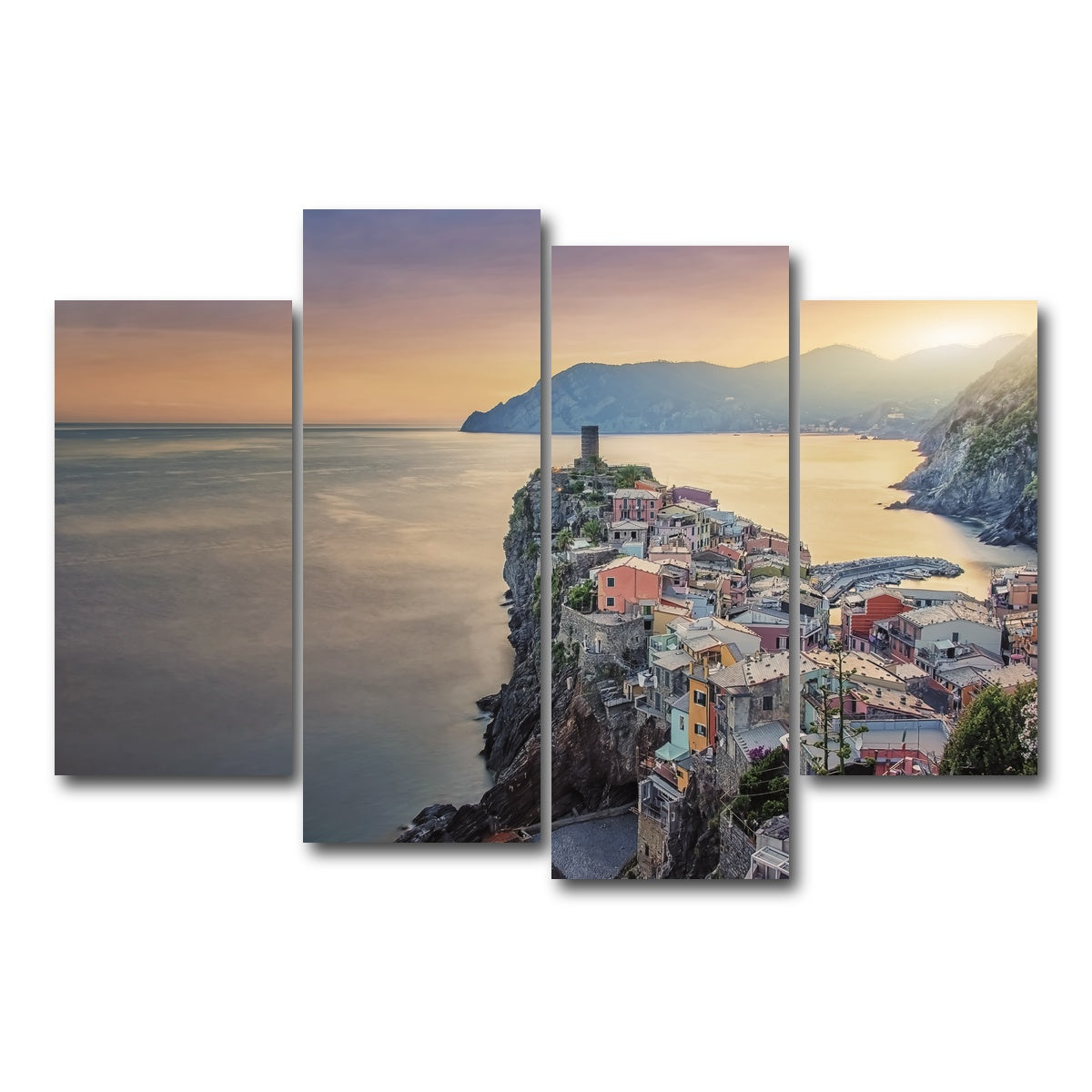 AUTO-MOCKUP WHITE | Vernazza Sunset | 4 Piece | Gallery Wrap Canvas | group=4_short
