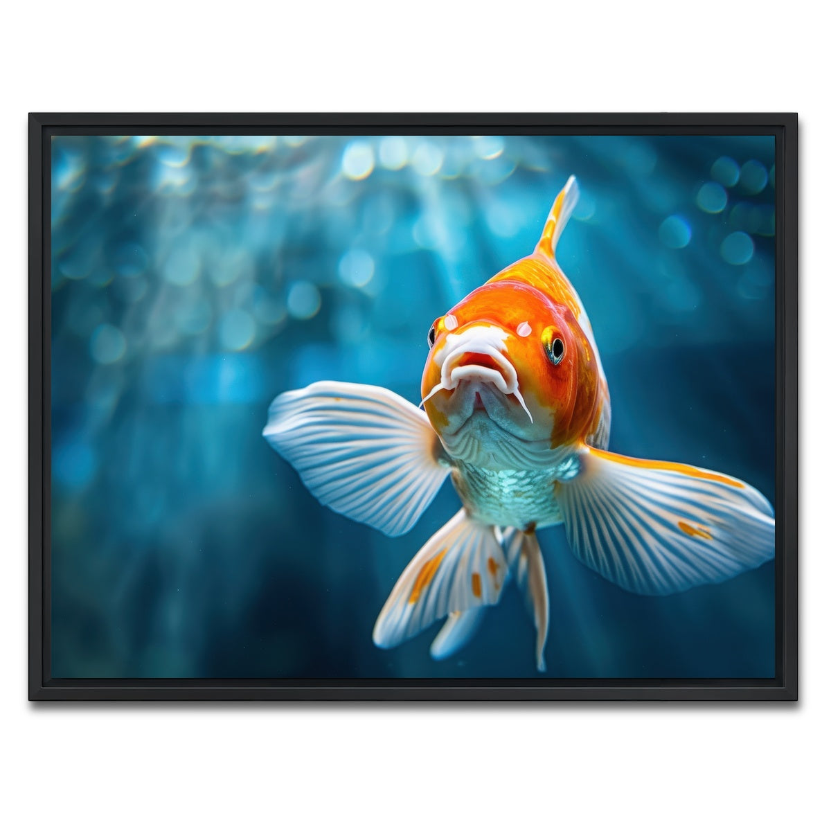 AUTO-MOCKUP WHITE | Vibrant Golden Koi | 1 Piece | Black Framed Canvas | group=4x3