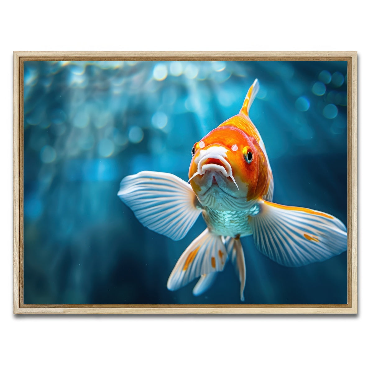 AUTO-MOCKUP WHITE | Vibrant Golden Koi | 1 Piece | Natural Framed Canvas | group=4x3