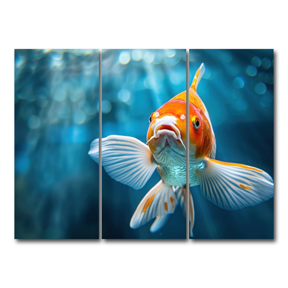 AUTO-MOCKUP WHITE | Vibrant Golden Koi | 3 Piece | Gallery Wrap Canvas | group=8x18