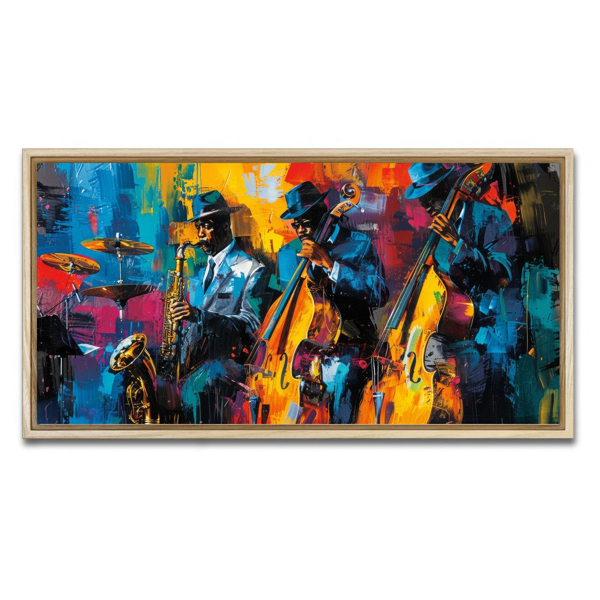 AUTO-MOCKUP WHITE | Vibrant Jazz Band | 1 Piece | Natural Framed Canvas | group=2x1